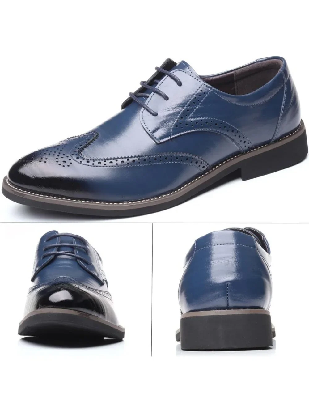Stylish Men's Manmade Leather Lace-up Formal Dress Wingtips Oxfords Shoes